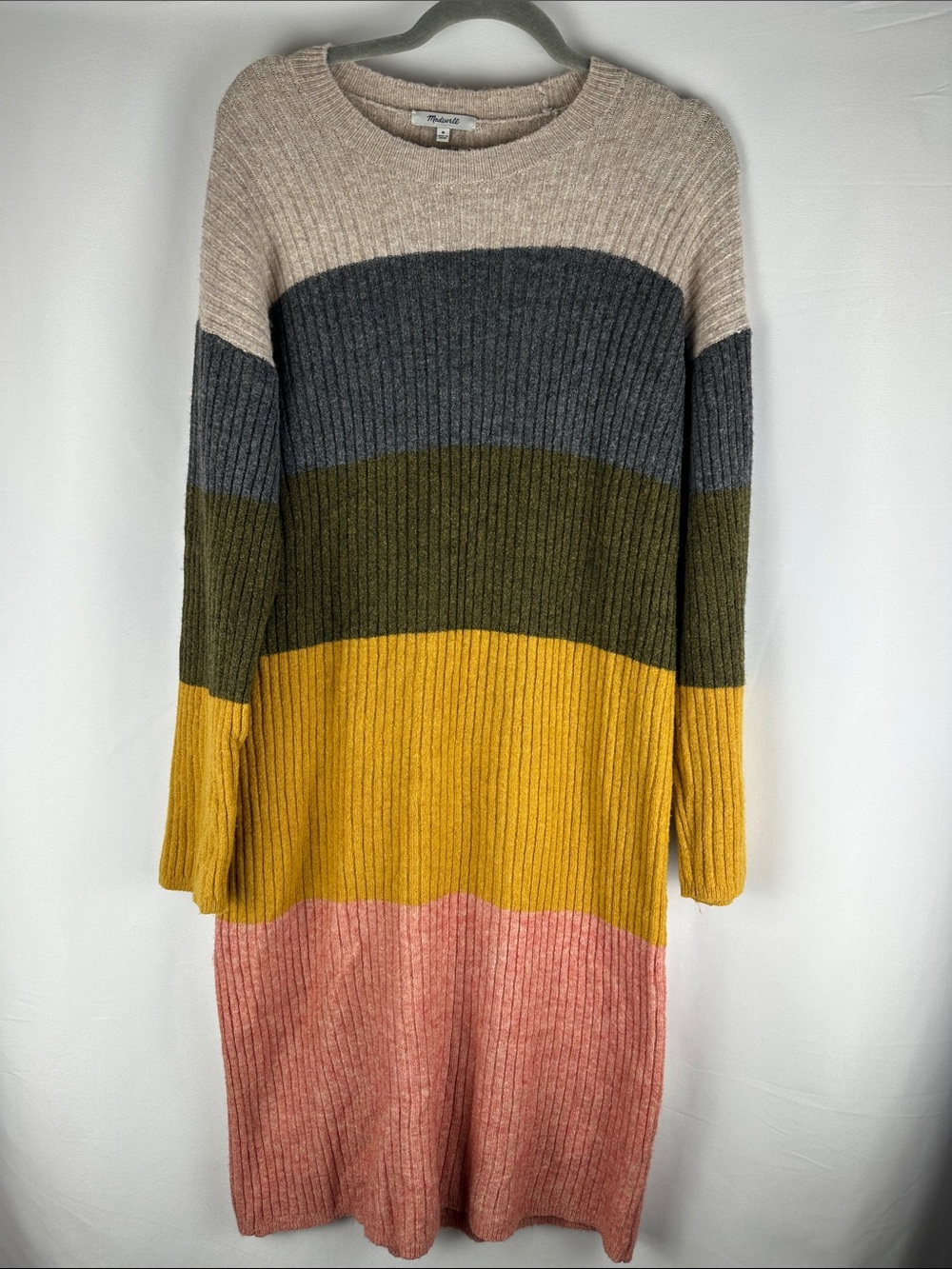 Madewell Colourblock Ribbed Knit Midi Sweater Dress